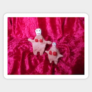 Two Clay Women on Red Velvet Sticker